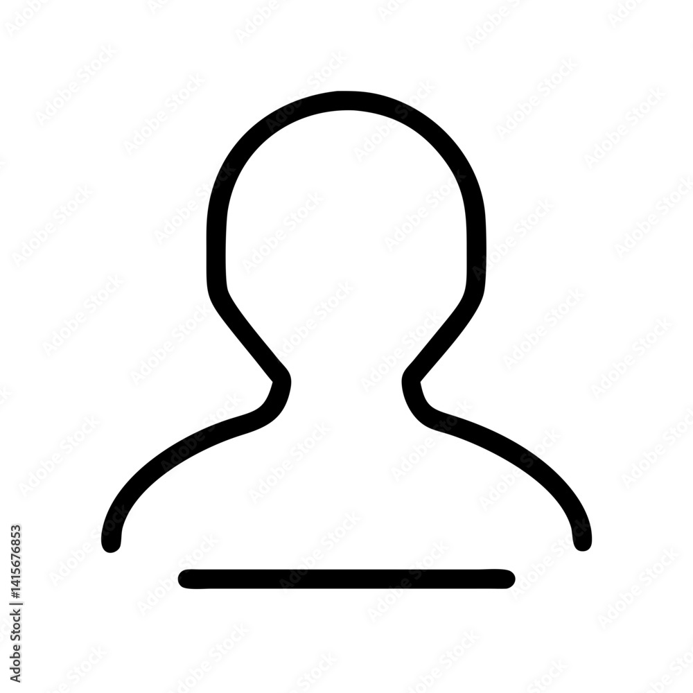 Poster user profile icon simple head and shoulders silhouette outline - flat stroke icon for apps and websi