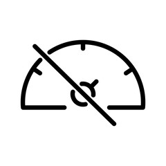 rate limit speed gauge outline with diagonal slash - flat stroke icon for apps and websites
