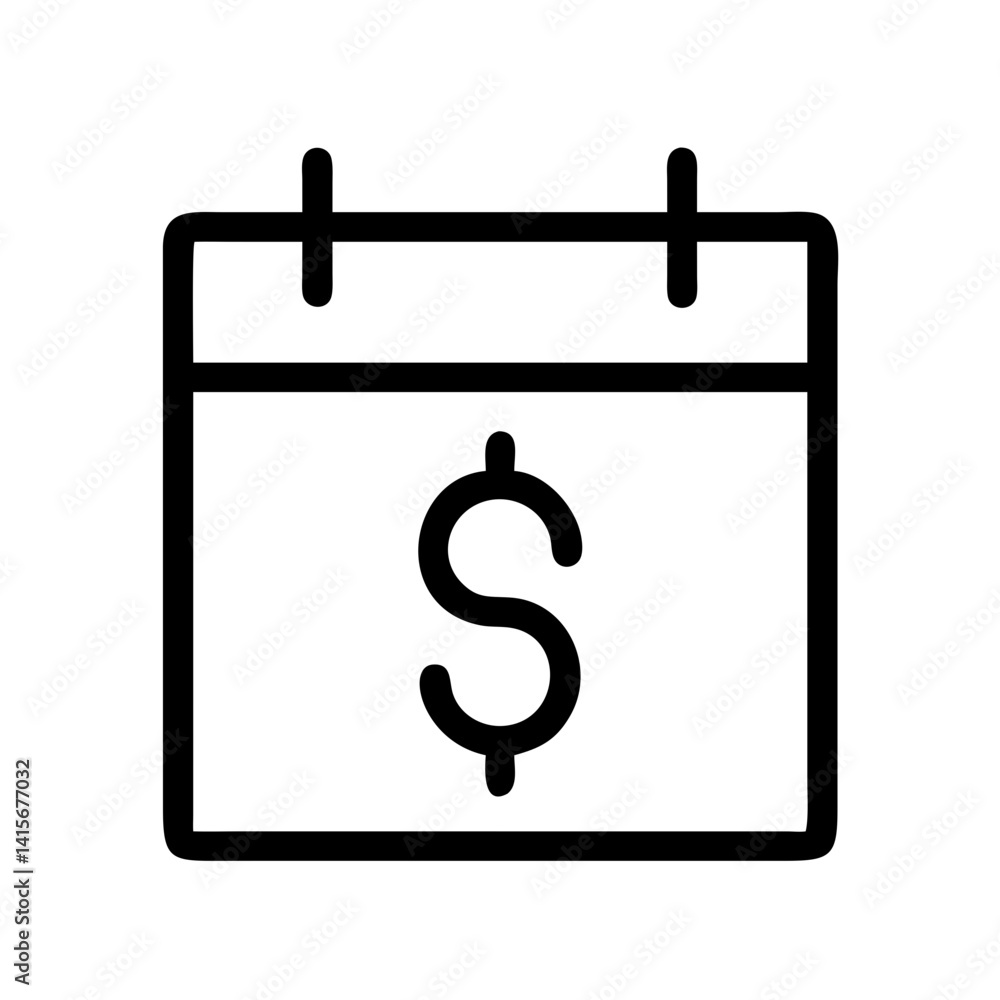 Poster subscription billing icon for recurring payments and financial scheduling - flat stroke icon for app
