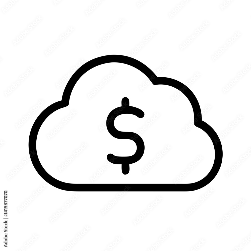 Poster saas billing icon for cloud payment processing and subscription services - flat stroke icon for apps