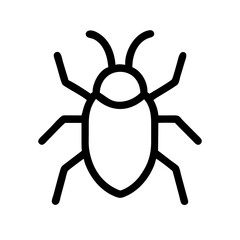 Obraz premium bug silhouette icon for software debugging and insect identification - flat stroke icon for apps and websites 