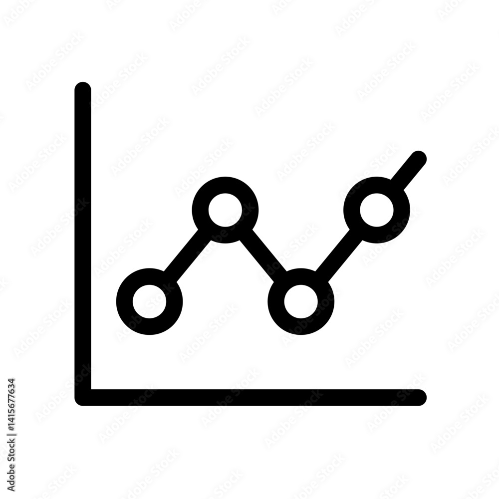 Poster flat stroke analytics icon for apps and websites, data visualization, performance tracking, trend an