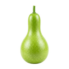 A vibrant, pear-shaped Calabash gourd, a symbol of nature's simple elegance, stands alone against a clean white background.