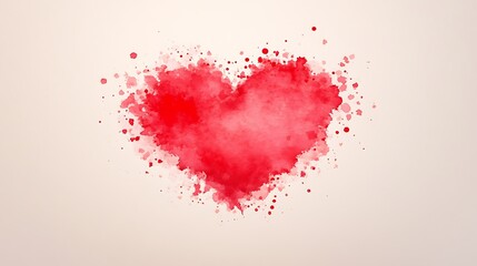 Vibrant Red Heart Shape Watercolor Splash for Romantic and Artistic Themes