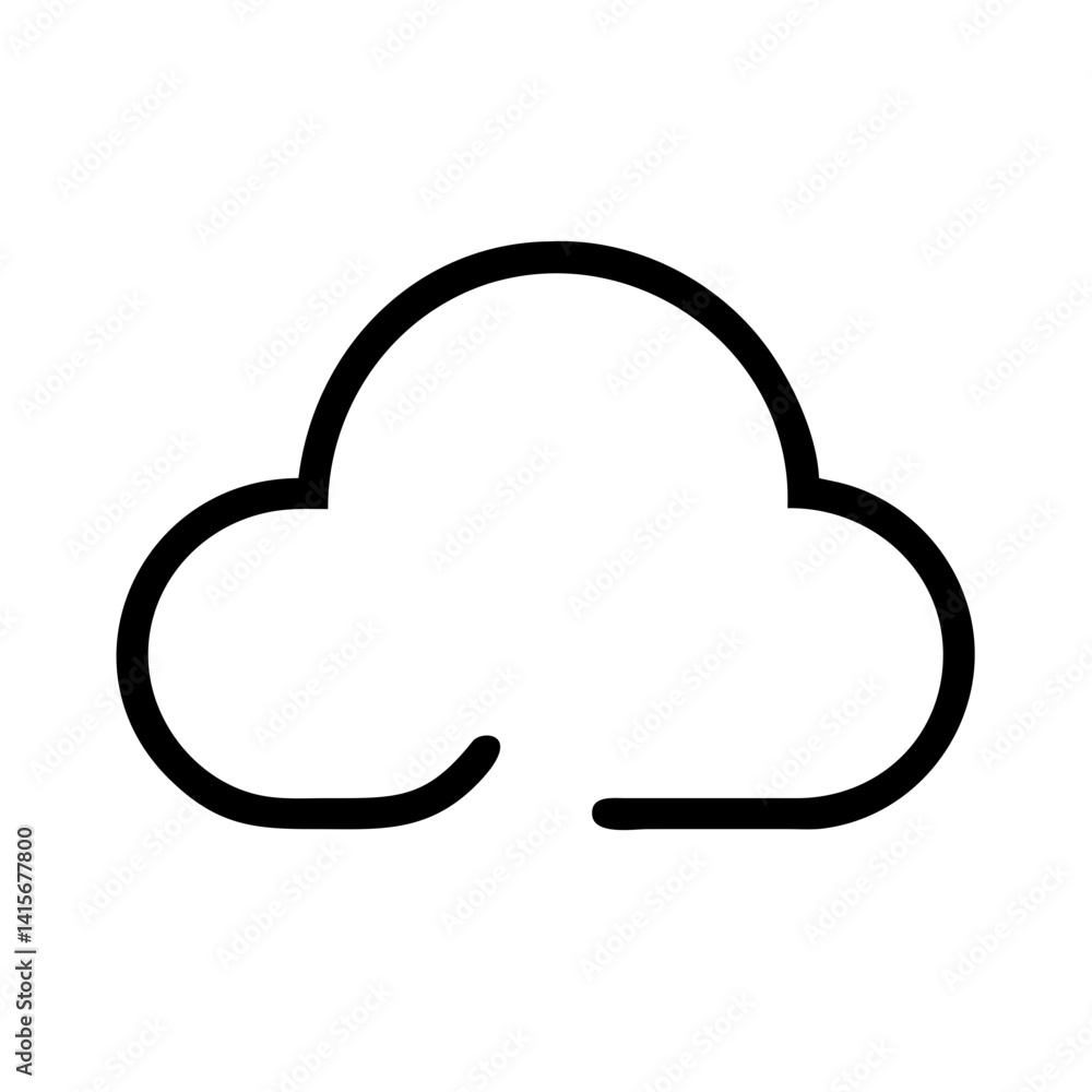 Poster flat stroke cloud icon for apps and websites, data storage, cloud computing, digital infrastructure
