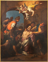 PISTOIA, ITALY - MARCH 16, 2025: The painting of Martyrdom of St. Bartholomew the apostle in the...