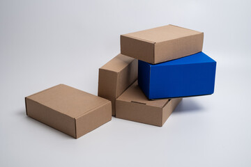 Brown paper box. Cardboard box isolated on white background. Place for text. Gift box 