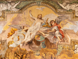 Perugia - The fresco of Jesus in his Glory the church Chiesa del Gesu by Andrea Pozzo from 18. cent.