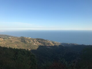 view from the top of the mountain overlooking the ocean in California