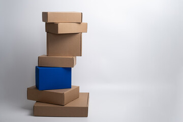 Brown paper box. Cardboard box isolated on white background. Place for text. Gift box 