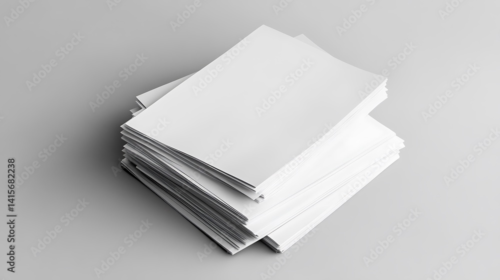 Poster stack of blank paper on grey background. mockup for branding identity.