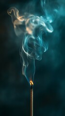 Tranquil incense smoke drifting from a lit incense holder