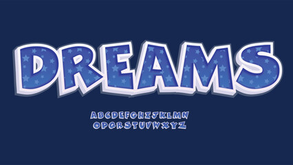blue 3d stars pattern cartoon isolated letters for logos