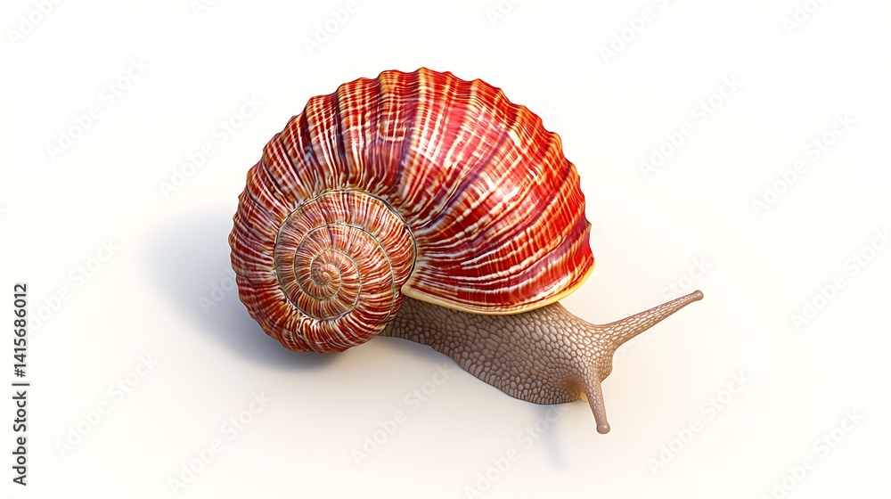 Poster colorful sea snail shell with striking patterns on a light background
