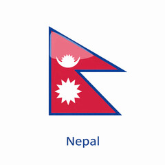 Obraz premium A clear digital illustration of the rectangular flag of nepal. Below the flag, the word 
