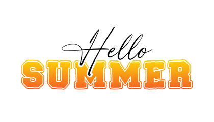 Hello Summer text hand draw lettering vector illustration.