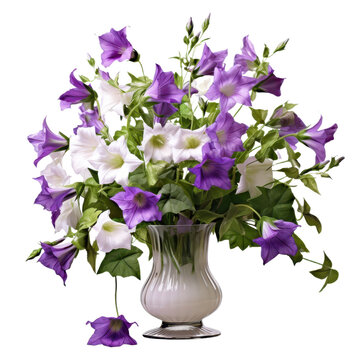 recommend clip art: Purple campanula flowers in a floral arrangement isolated on transparent background.