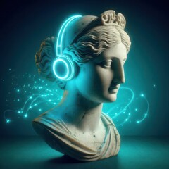 Obraz premium Classical Headphones Aesthetic On Sculpted Form
