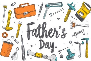 Obraz premium Fathers day tools and briefcase on a white background