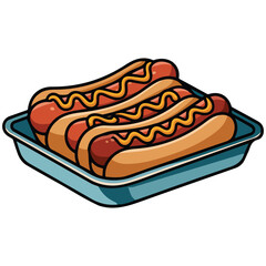 frankfurters grilled buns condiments isolated vector illustration on white background