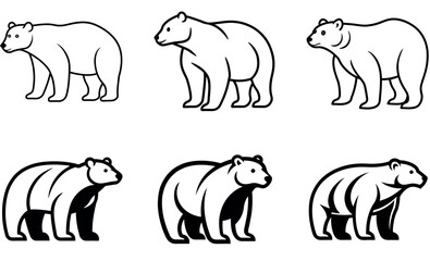 Simple Black and White Polar Bear Silhouettes for Graphic Design