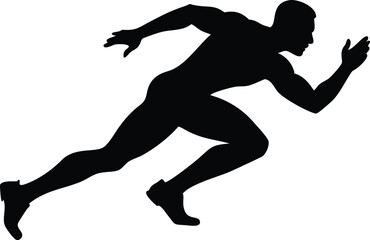 Running Man Silhouette in Sprinting Motion