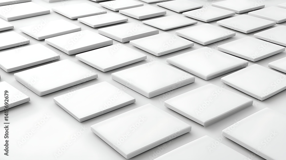 Poster abstract perspective view of uniform white squares on a clean surface