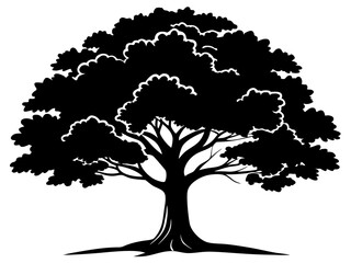 Oak Tree Silhouette Vector | Oak Tree SVG Icon for Cricut