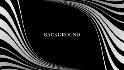 Fototapeta premium Black and white abstract background with wavy stripes, dynamic curve shapes. Symmetrical frame.