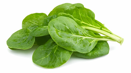 Fresh Spinach Leaves Closeup On White Background
