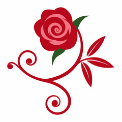 Elegant Rose Scrollwork Accent Vector | Floral Design Element for Digital Projects