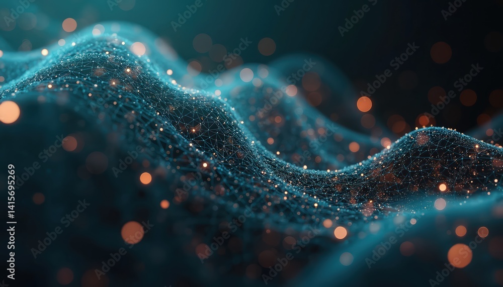Aufkleber abstract tech background. digital network shape with glowing dots, lines. modern technology, data tr