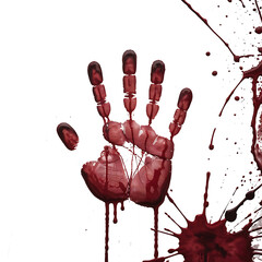 PNG Horror Themed Handprint Photo. Bloody Handprint on Transparent Background Photo.
