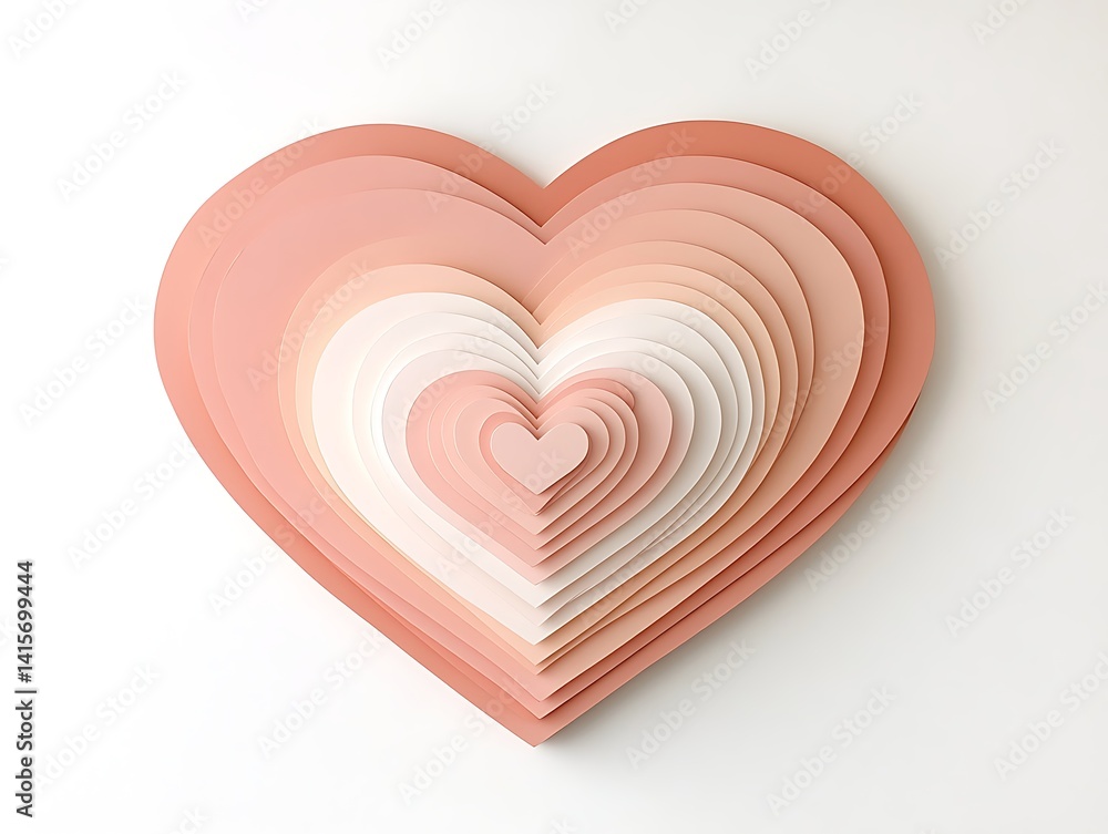 Poster decorative heart shape layered design with soft colors for art and craft projects