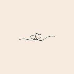 Two hearts interlocking icon flat vector design.