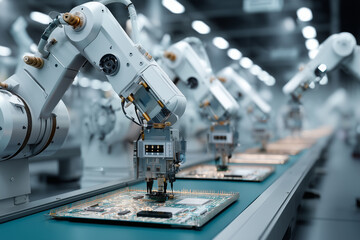 Fototapeta premium industrial robot machine in factory