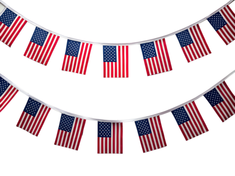 American flag bunting Isolated on transparent background - Powered by Adobe
