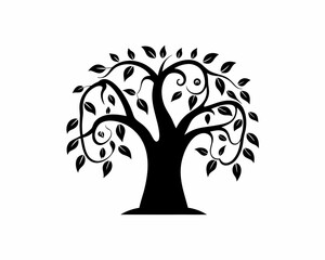 creative details Willow Tree Icon Vector Illustration
