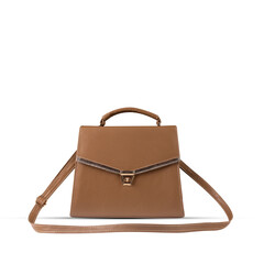 Brown fashion purse handbag on white background isolated