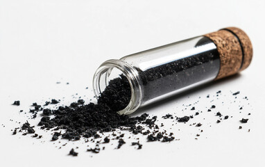Symbolic Ashes in a Glass Vial Isolated On White Background.