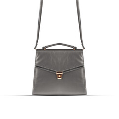 silver fashion purse handbag on white background isolated