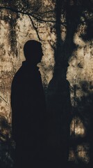 A Silhouette Of A Man Standing Next To A Shadow