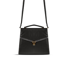 Black fashion purse handbag on white background isolated