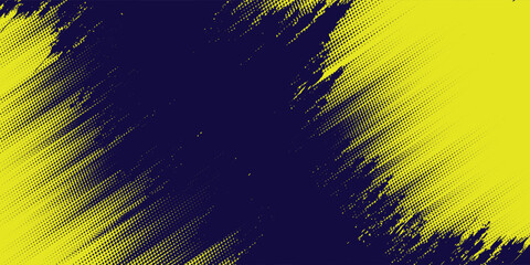 Yellow halftone on blue background. Vector dotted sparkles or halftone shine pattern texture Pop Art Style Modern Background.