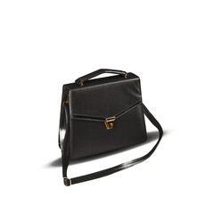 Black fashion purse handbag on white background isolated