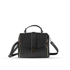Black fashion purse handbag on white background isolated