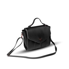 Black fashion purse handbag on white background isolated