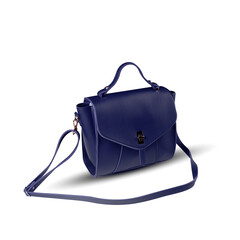 Blue fashion purse handbag on white background isolated