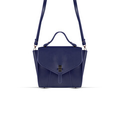 Blue fashion purse handbag on white background isolated
