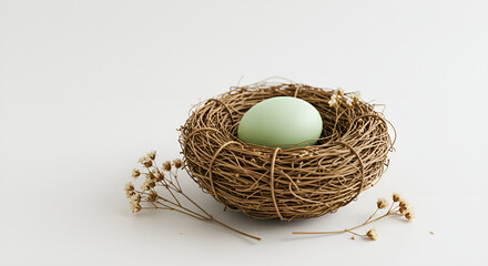 Easter egg on linen napkin isolated on white